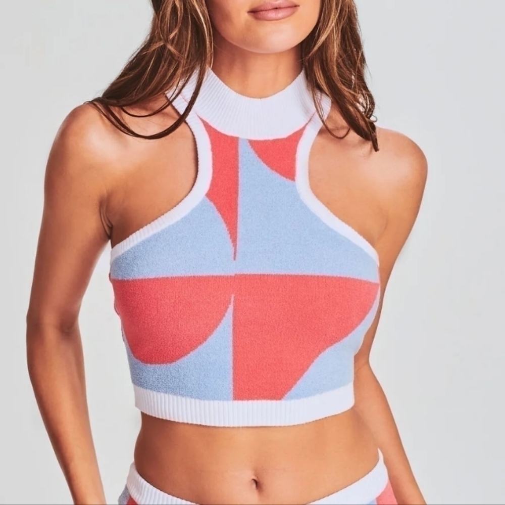SER.O.YA Zeri Top Light Blue Coral NWT